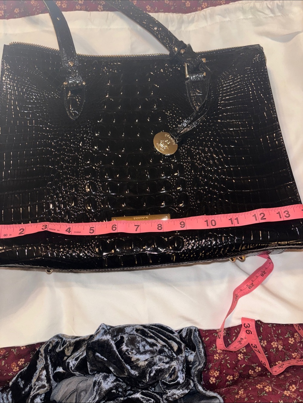 Brahmin Black Croc-Embossed Patent Tote - Picture 10 of 12